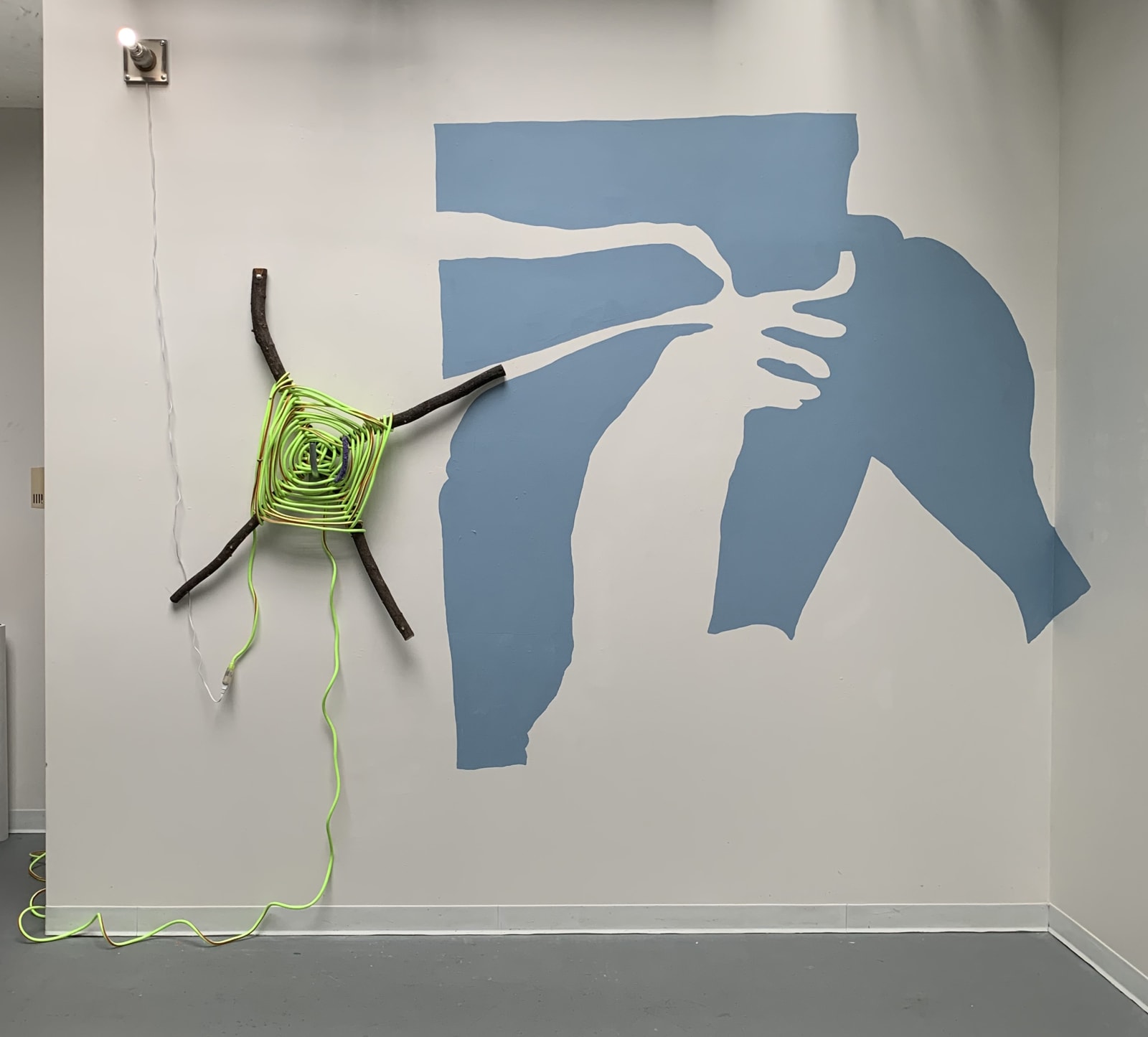 Jessica Stockholder, Sucker punch: including a Specific Shape and a fixed Object, 2021