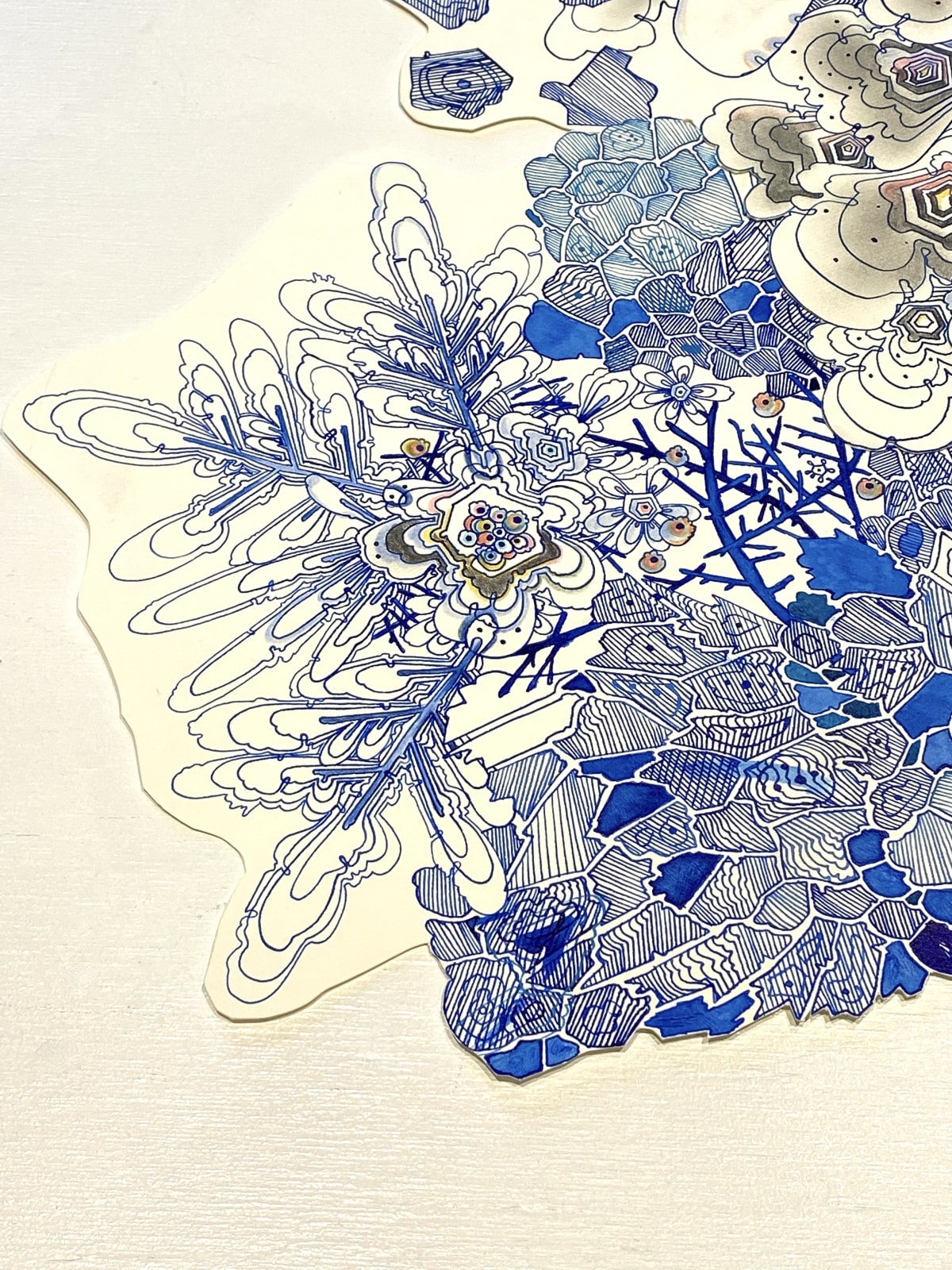 Sarah Morejohn, Ice Over Blue (with small controlled burn), 2021