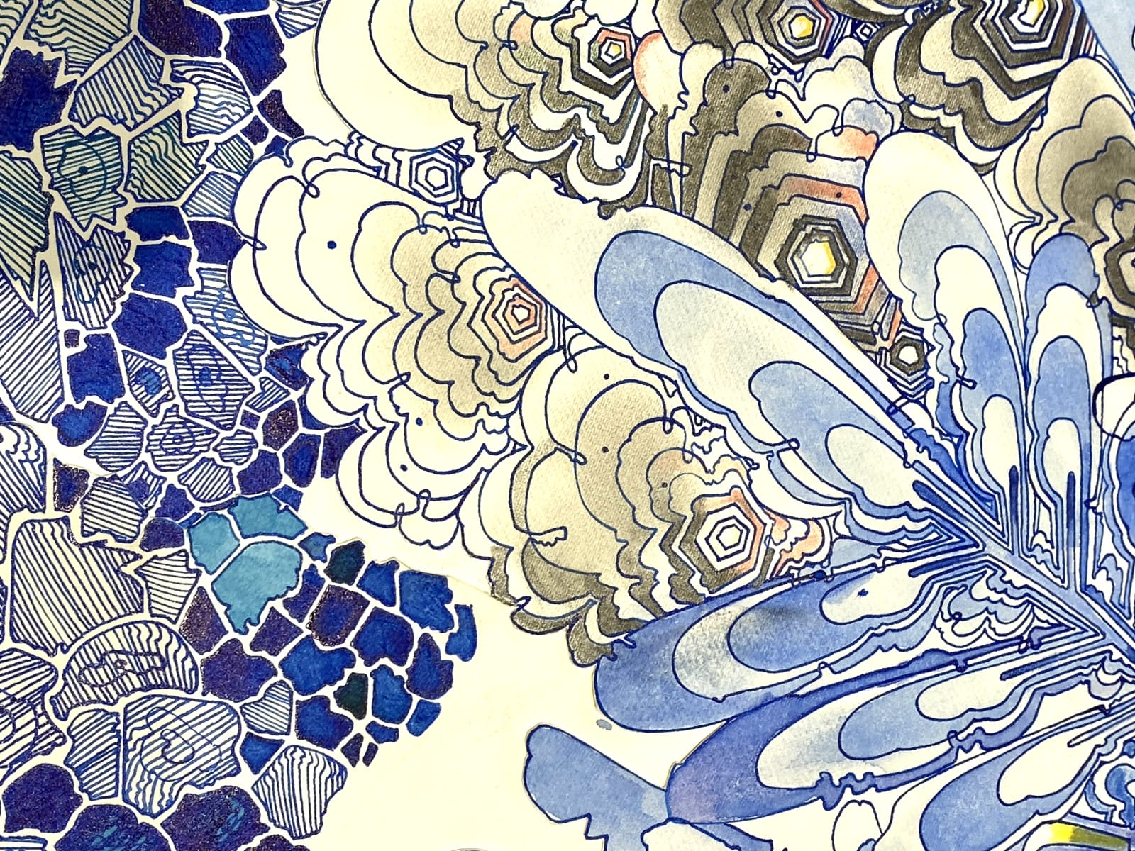 Sarah Morejohn, Ice Over Blue (with small controlled burn), 2021