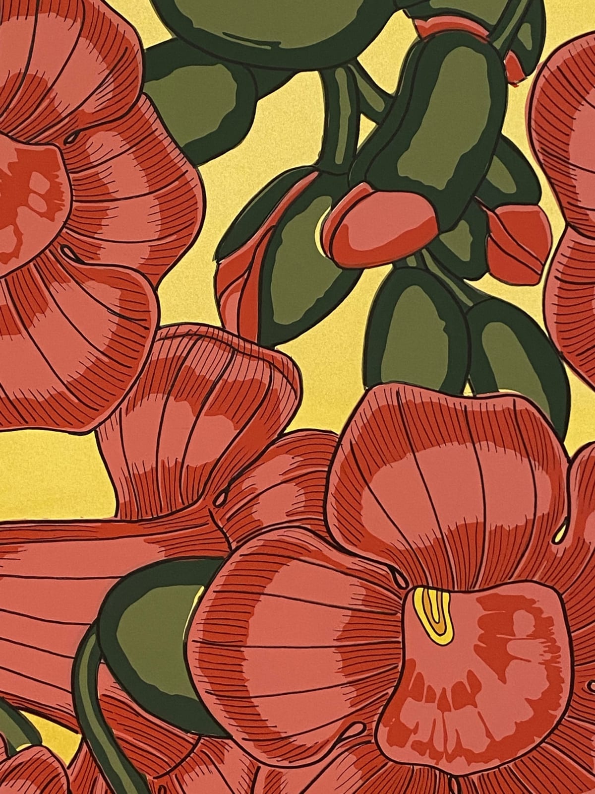 Nancy Blum, Red/Pink on Gold (diptych), 2020