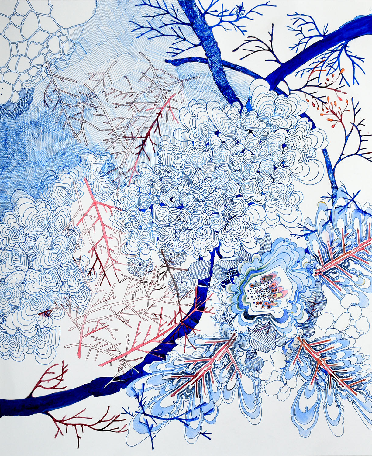 Sarah Morejohn, Pink Twigs, Side Escape, 2021