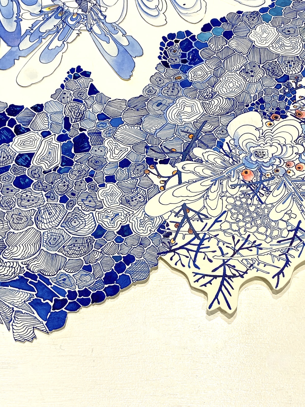 Sarah Morejohn, Ice Over Blue (with small controlled burn), 2021