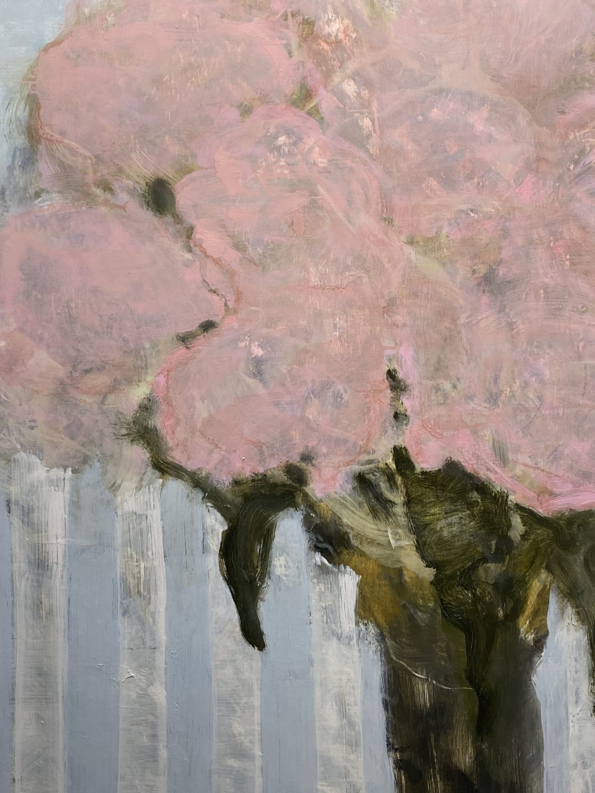 David Konigsberg, Pinks on a Blue Striped Cloth, 2021