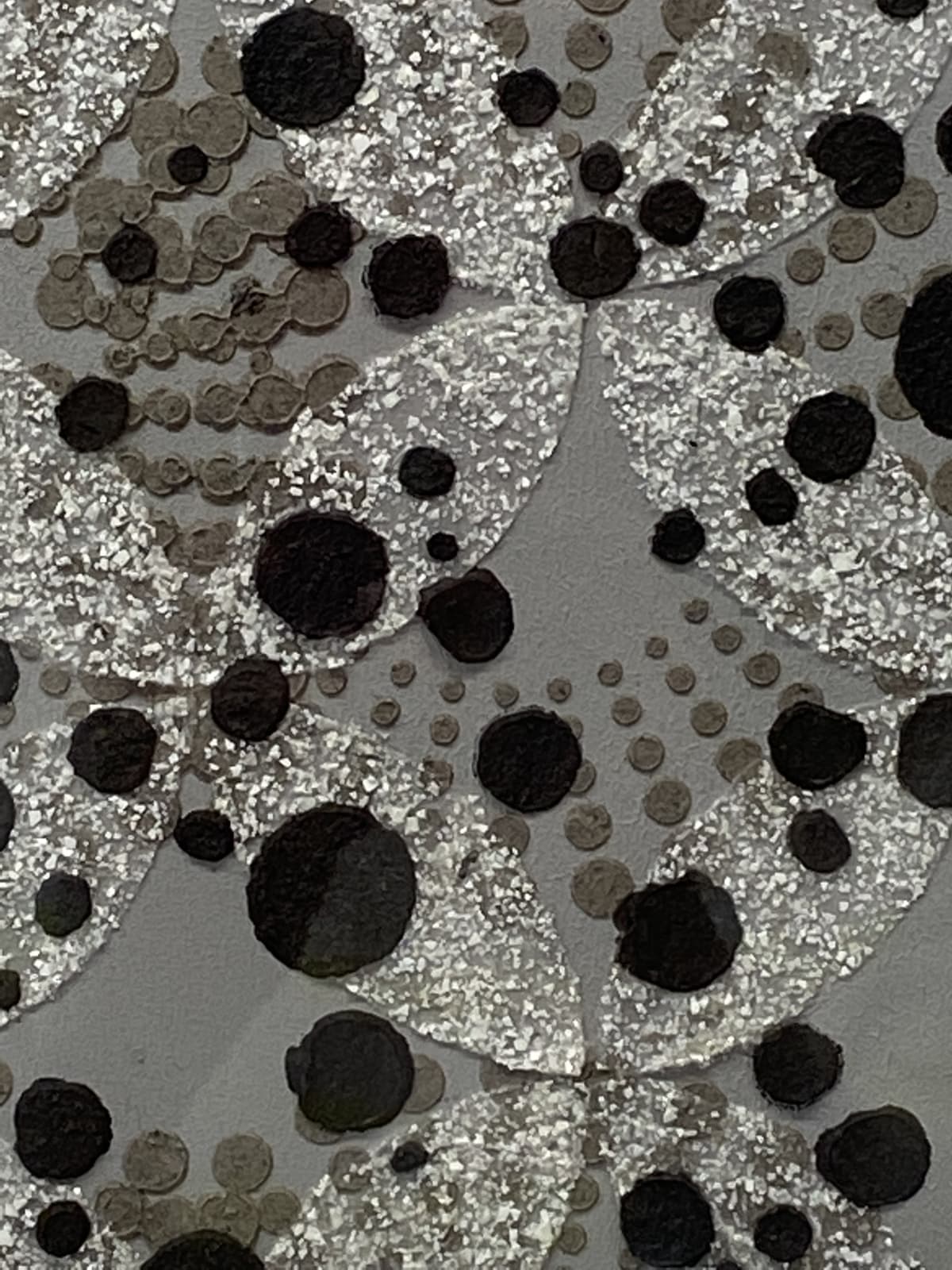 Eleanor White, Untitled (black dots on two patterns), 2020