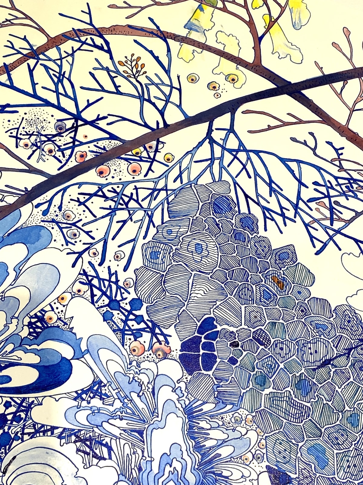 Sarah Morejohn, Ice Over Blue (with small controlled burn), 2021