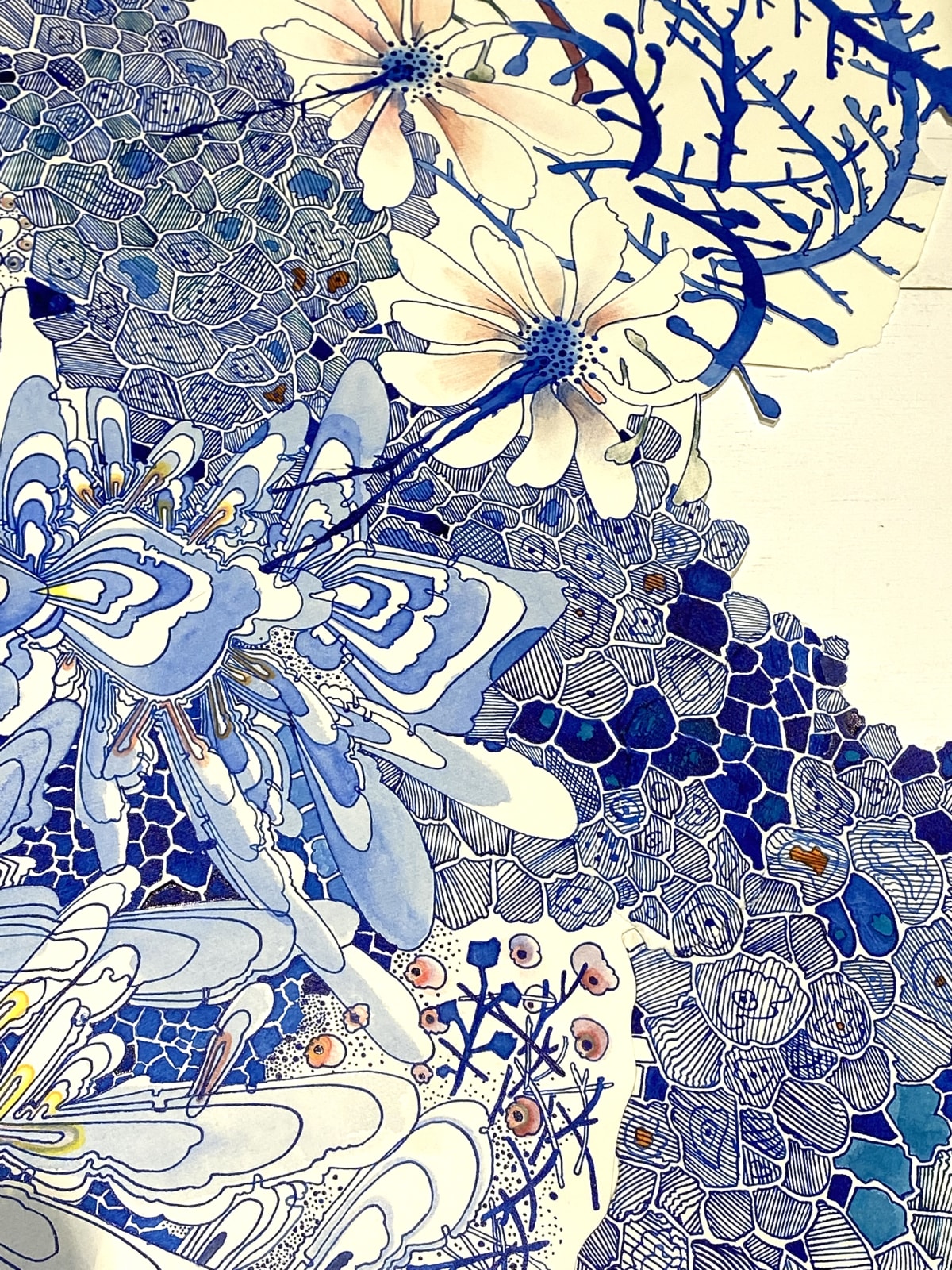 Sarah Morejohn, Ice Over Blue (with small controlled burn), 2021