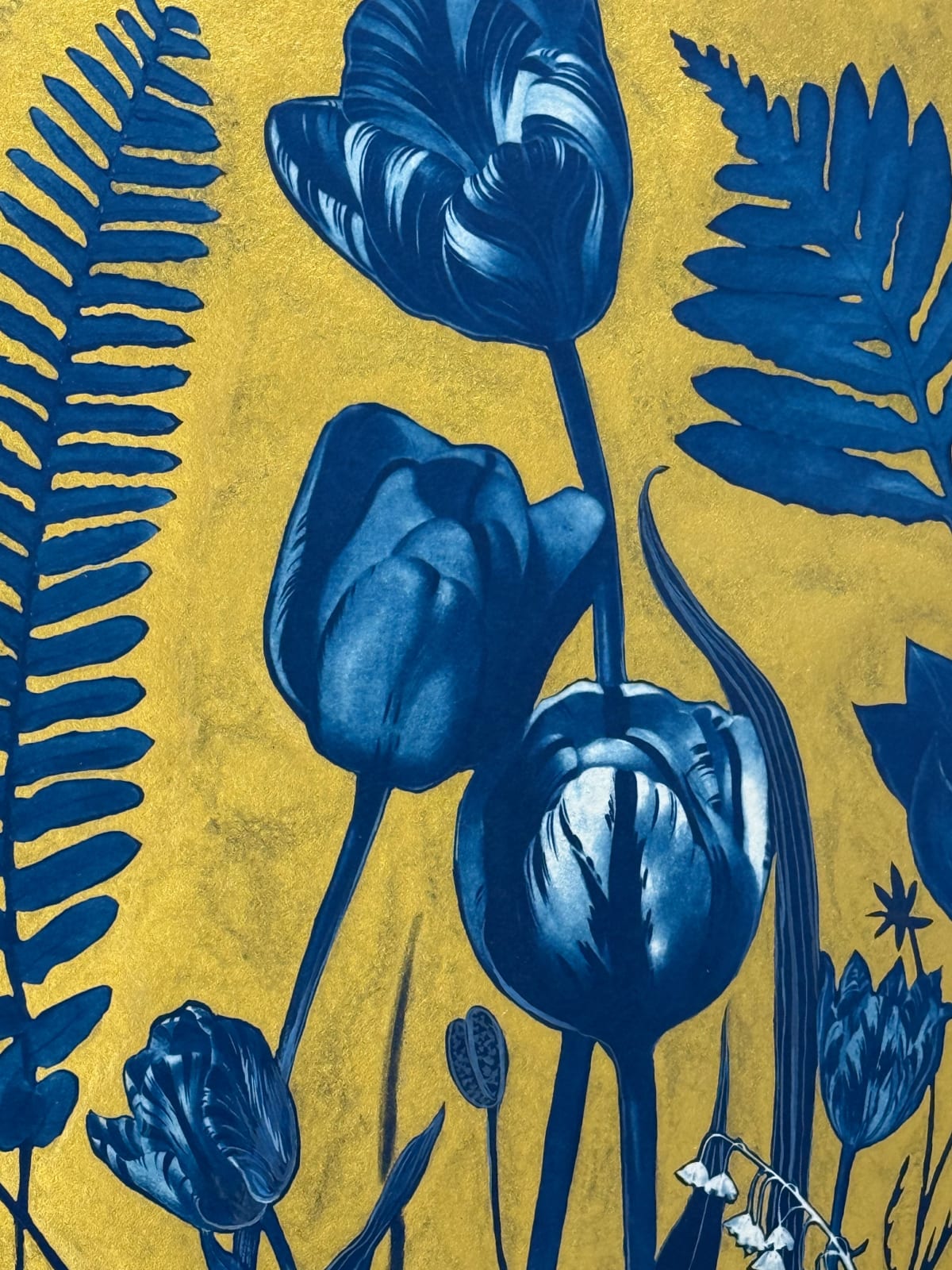 Julia Whitney Barnes, Gold Flora, Tondo (Tulips, Lily of The Valley, Ferns, etc.), 2024