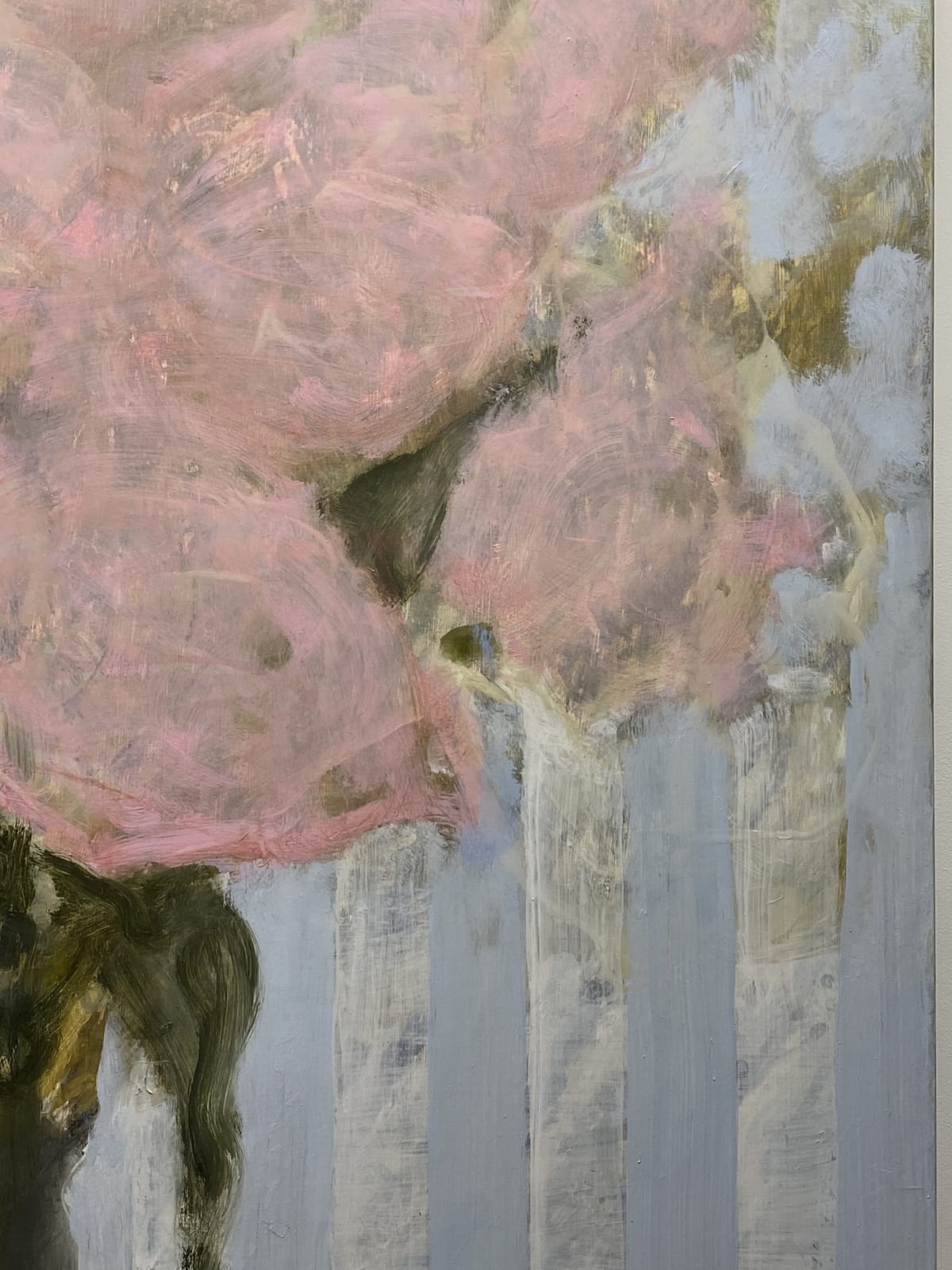 David Konigsberg, Pinks on a Blue Striped Cloth, 2021