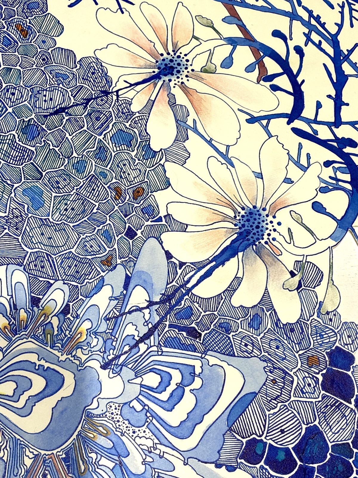 Sarah Morejohn, Ice Over Blue (with small controlled burn), 2021