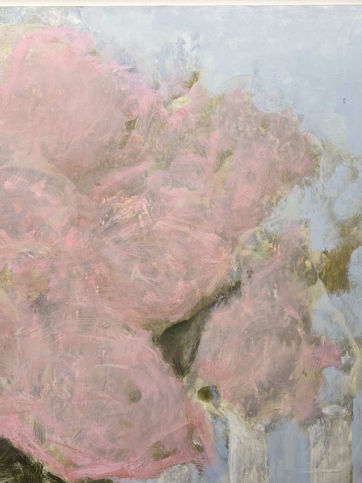 David Konigsberg, Pinks on a Blue Striped Cloth, 2021