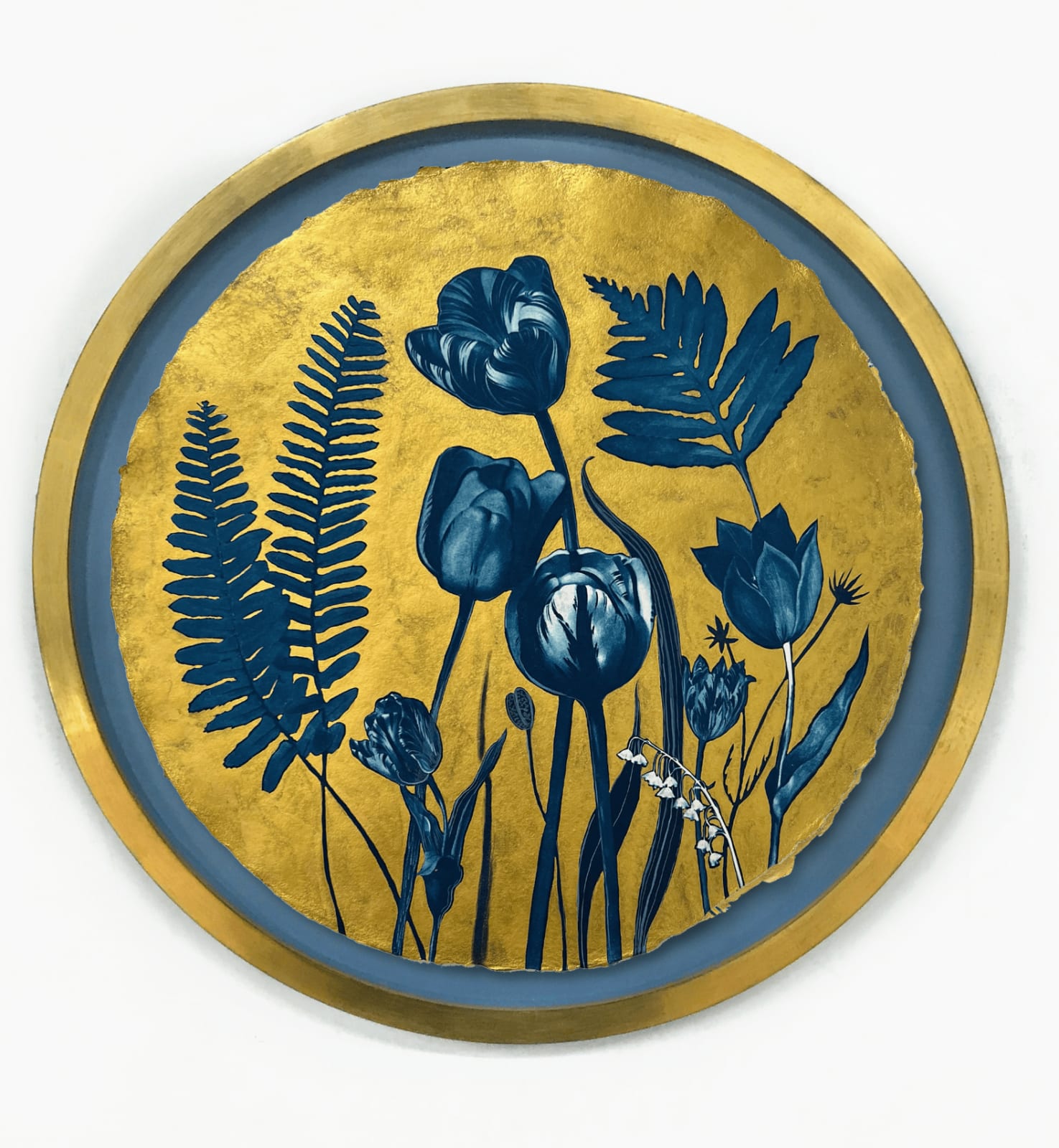 Julia Whitney Barnes, Gold Flora, Tondo (Tulips, Lily of The Valley, Ferns, etc.), 2024