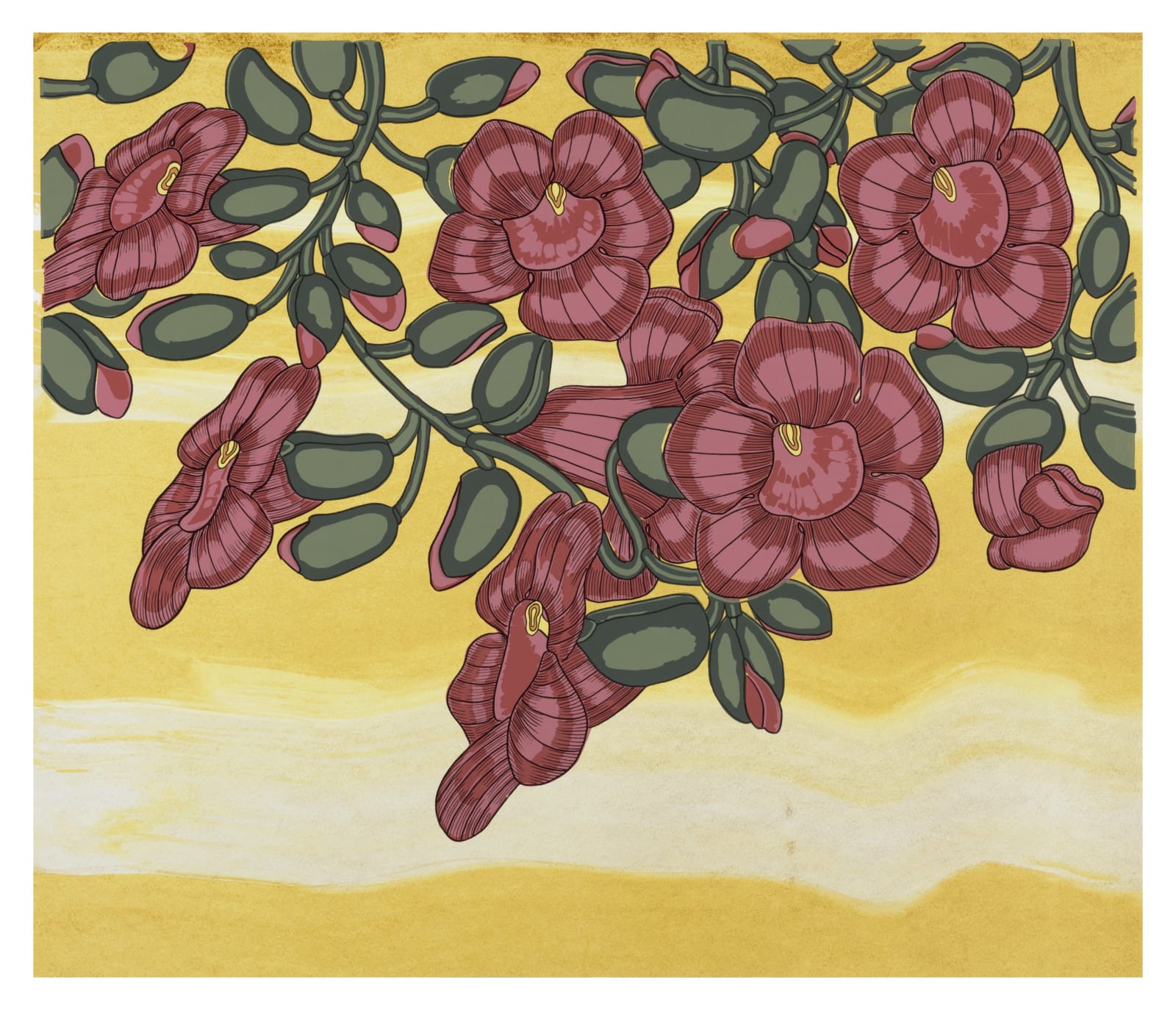 Nancy Blum, Red/Pink on Gold (diptych), 2020