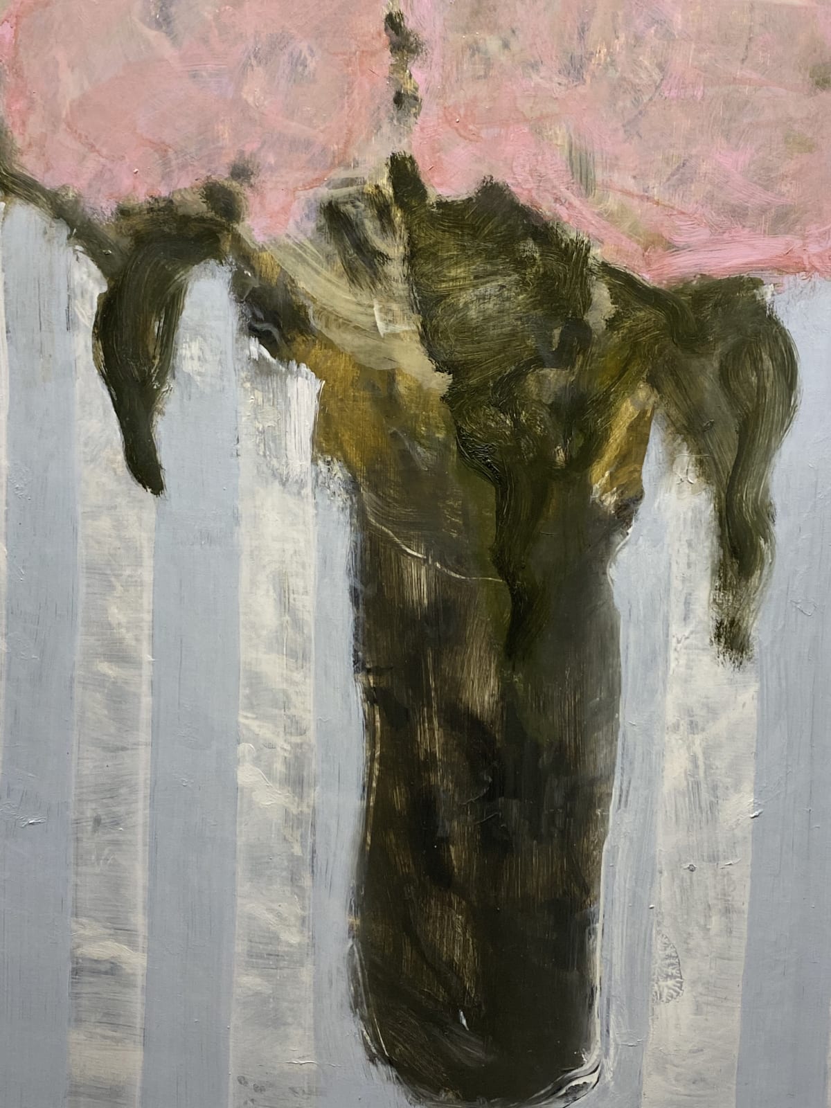 David Konigsberg, Pinks on a Blue Striped Cloth, 2021