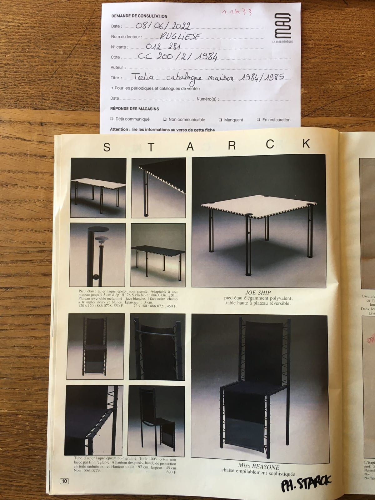 Philippe Starck, Table Joe Ship, Ca. 1982