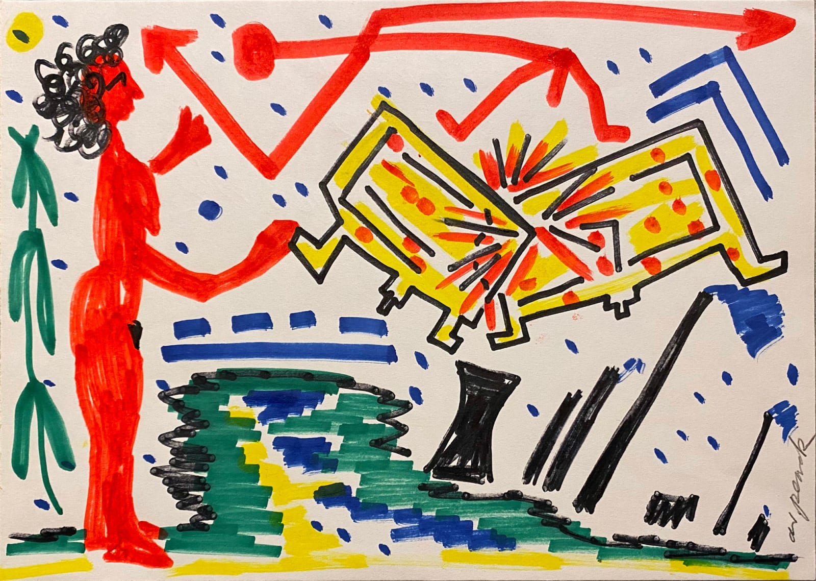 A.R. Penck, Sans titre (Computercrash), Ca. 1992
