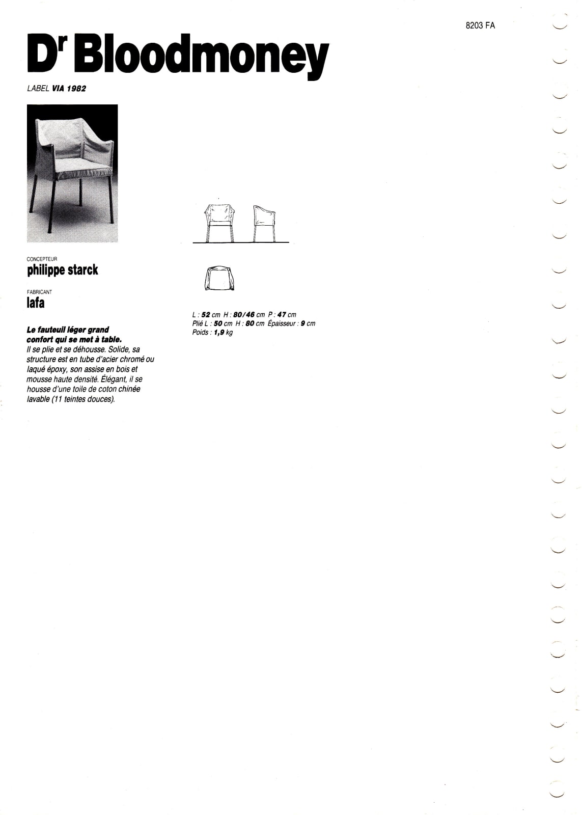Philippe Starck, Fauteuil Dr. Bloodmoney, Ca. 1979