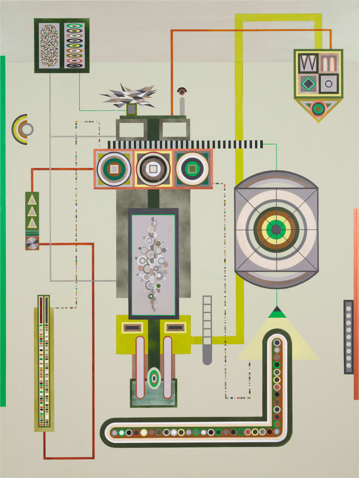 Dannielle Tegeder, Alchemy Verdant Converter of Dusk and Comfort Tincture squares, Circuit Map and celestial arrangement of with Solar Enchantment Routes, 2024