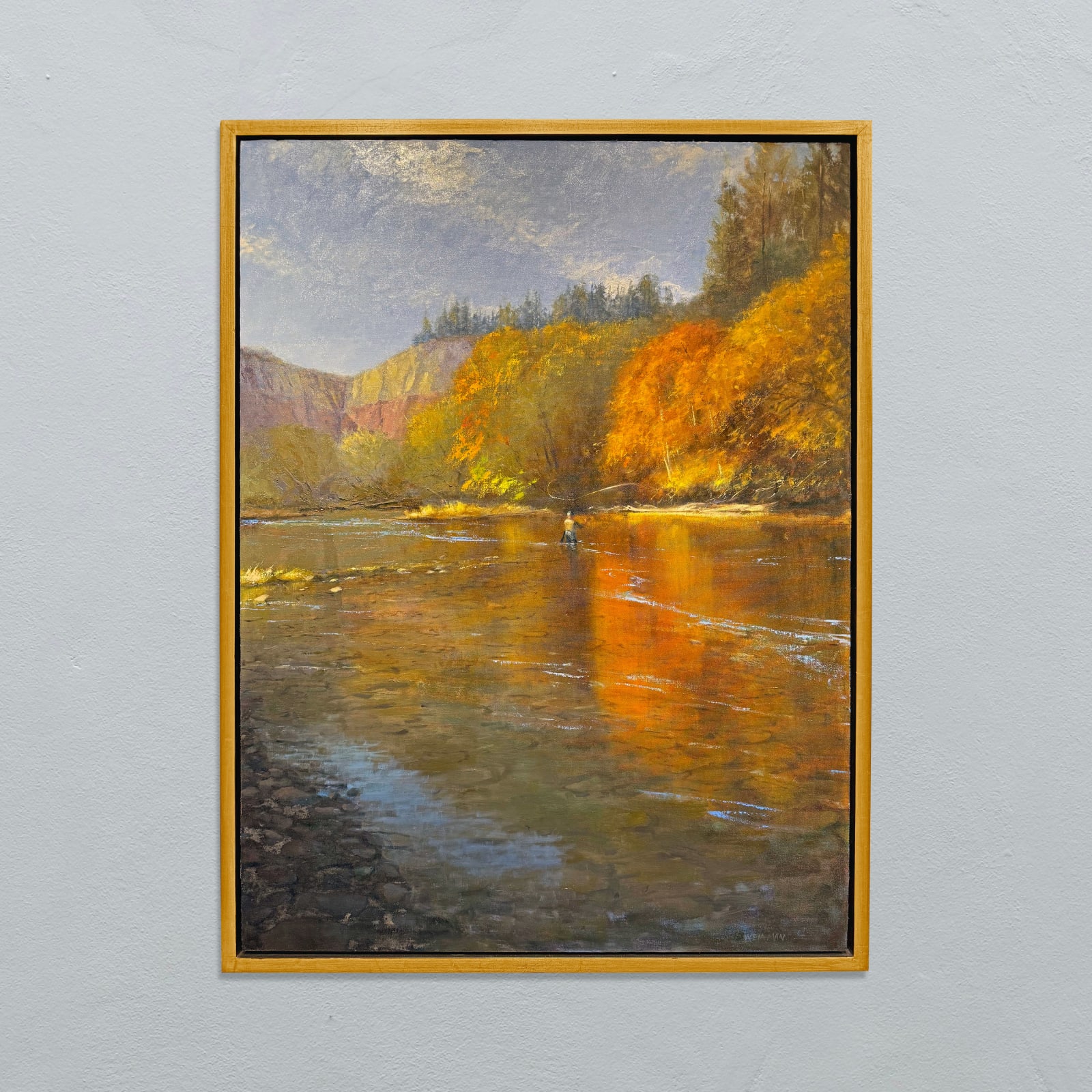 Melissa Weinman, AUTUMN MORNING FLY FISHING