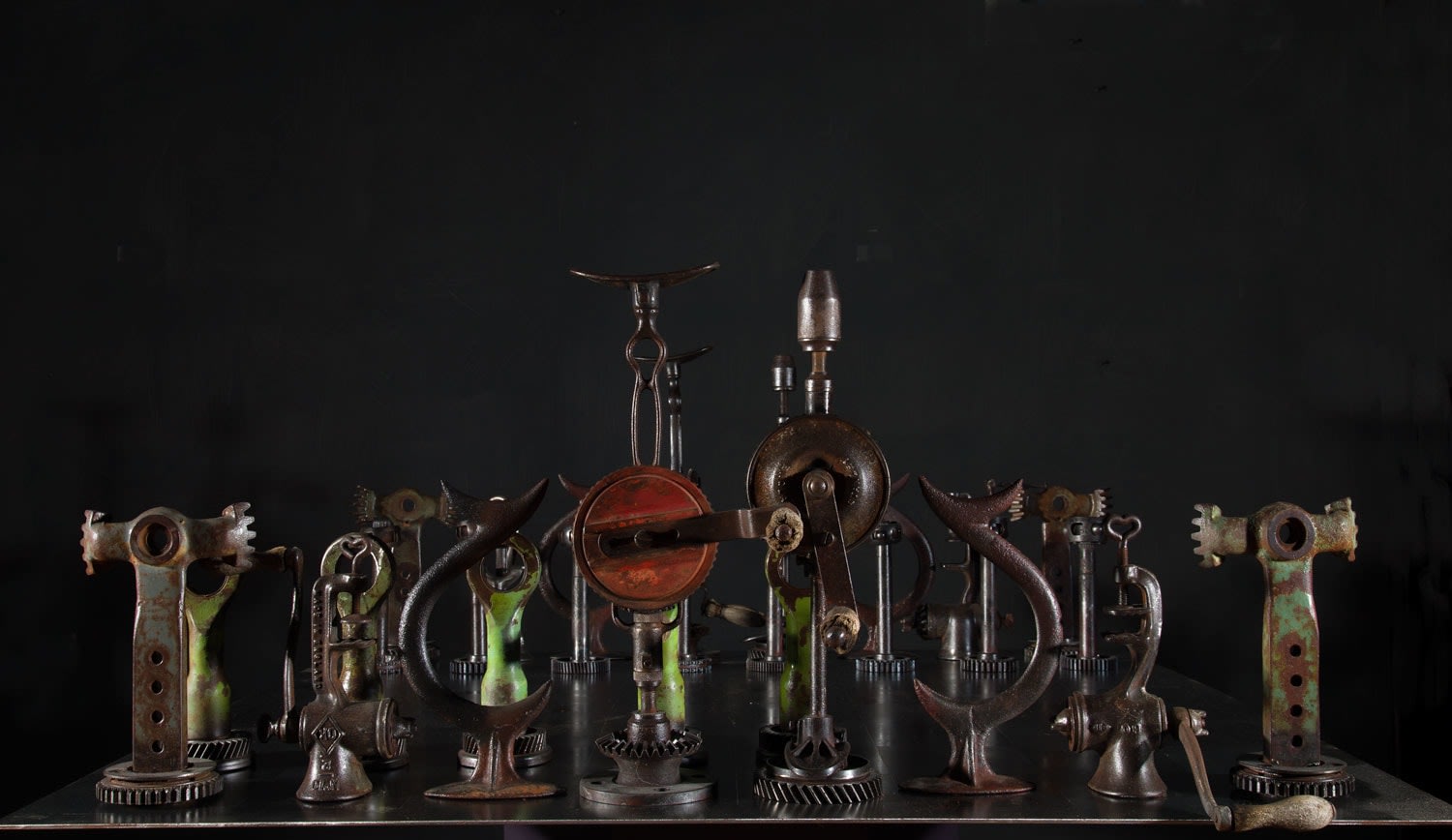 Helen Denerley, Found object chess set, table and chairs, 2023