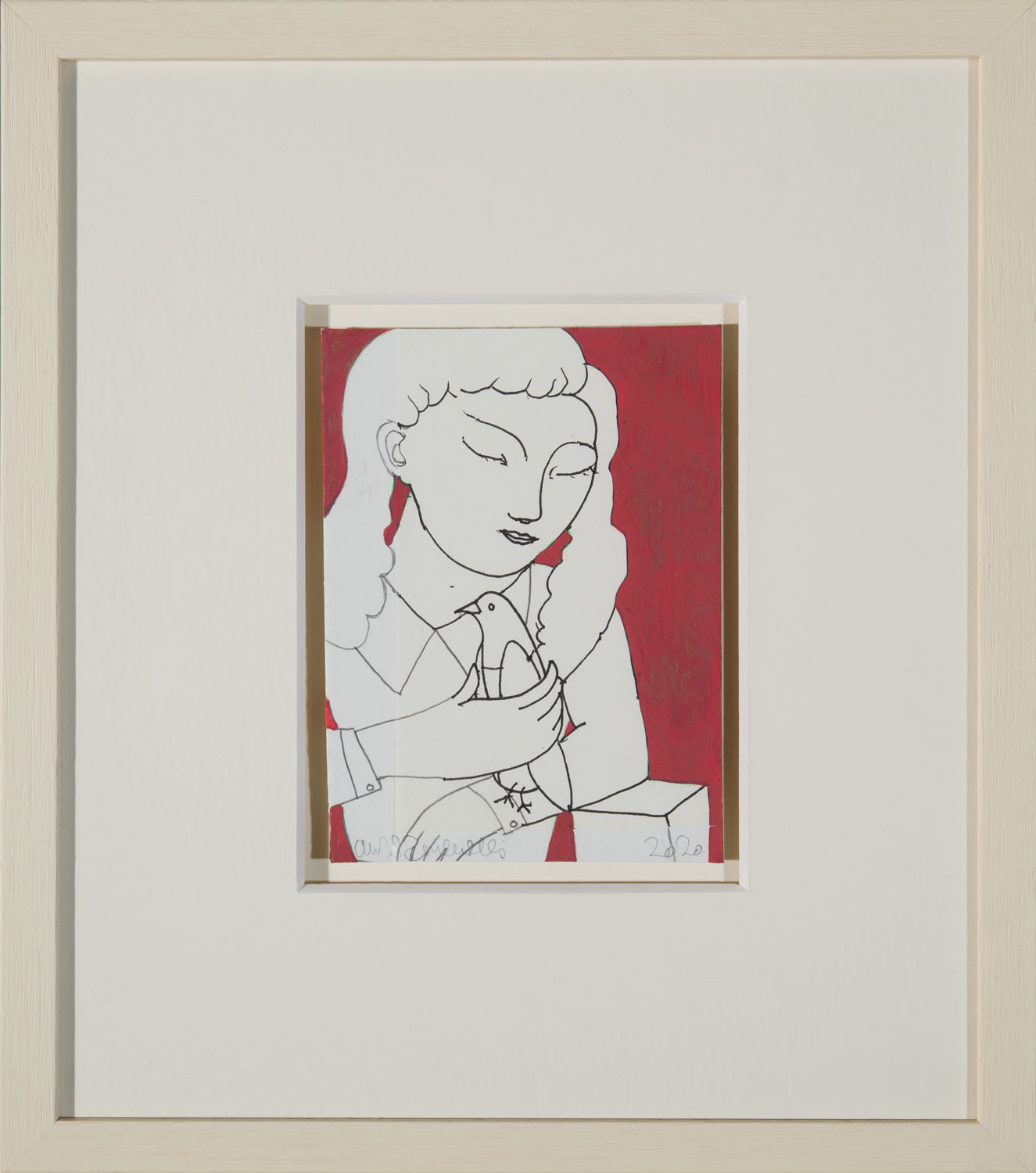 Adrian Wiszniewski, Girl with Bird, 2020