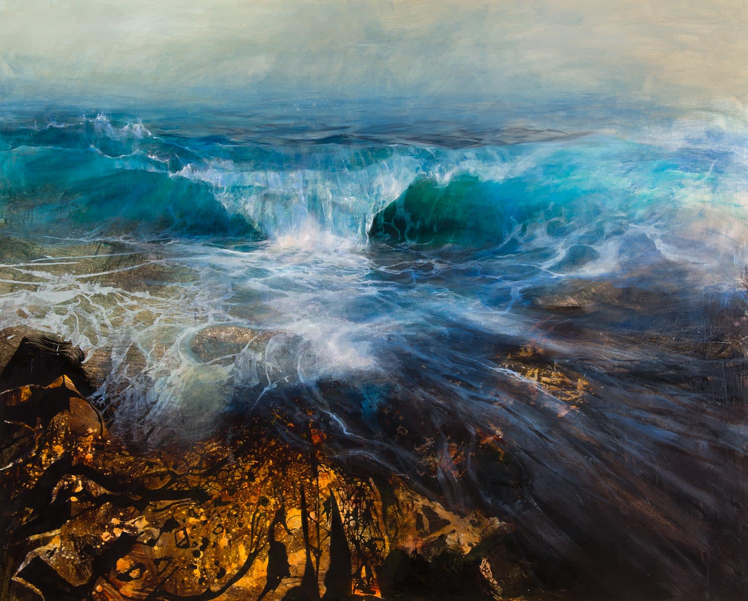 Beth Robertson Fiddes, Big Wave over Rocks, 2019