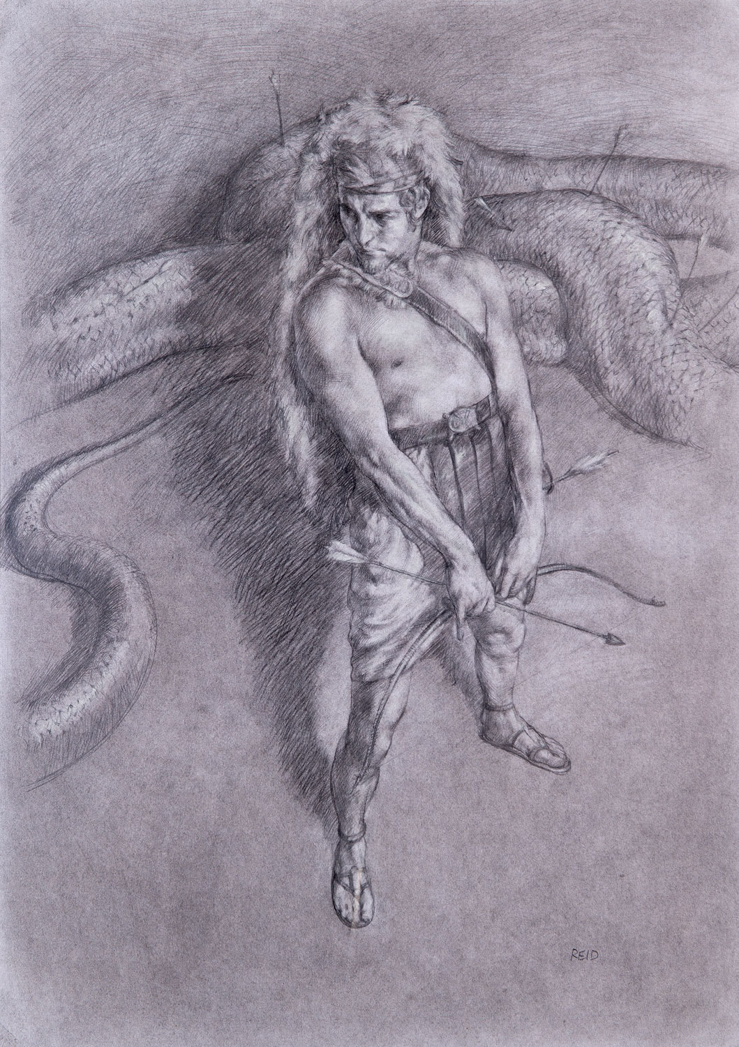 Paul Reid, Apollo and Python drawing, 2014
