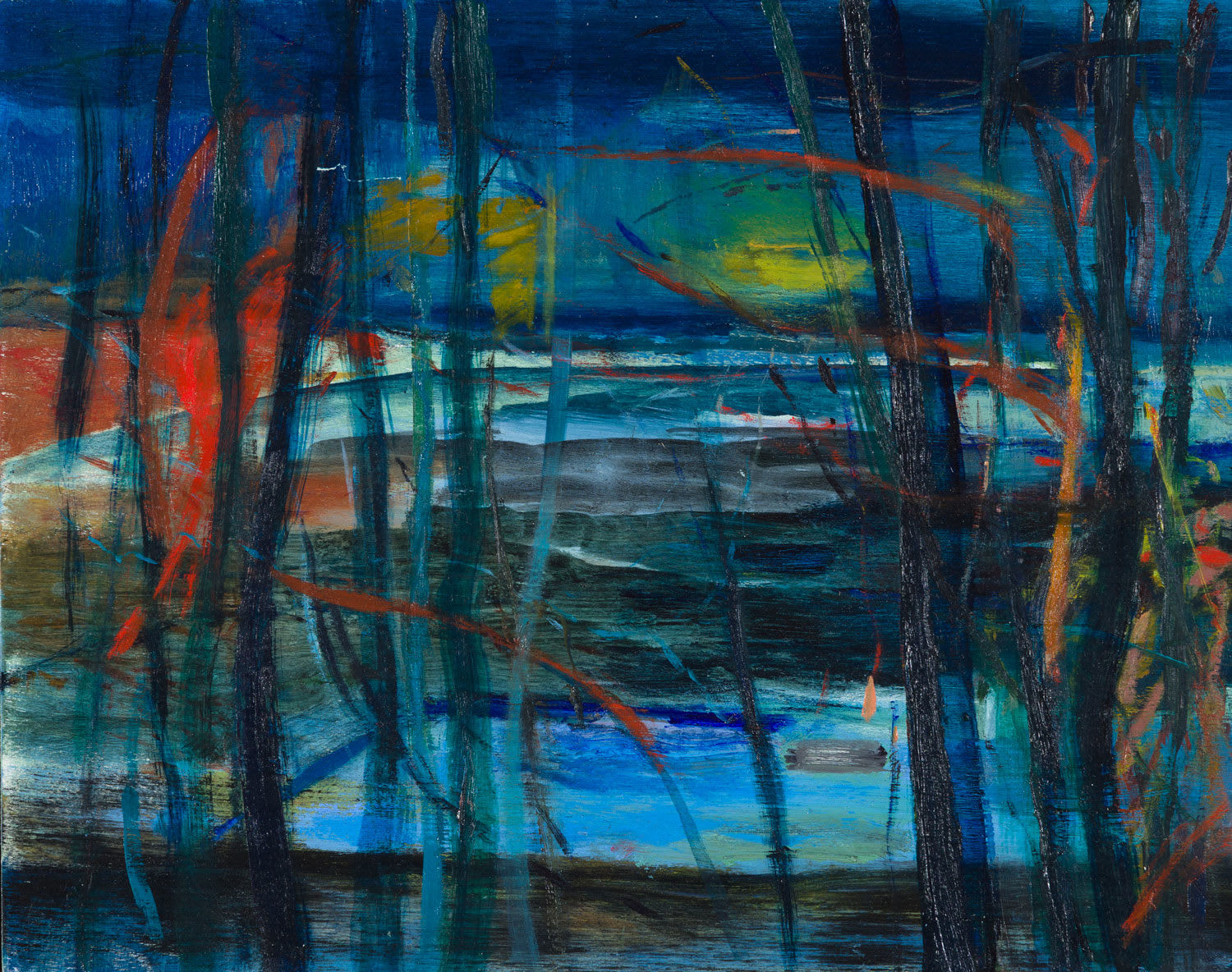 Calum McClure, Suburban Park at night, 2021