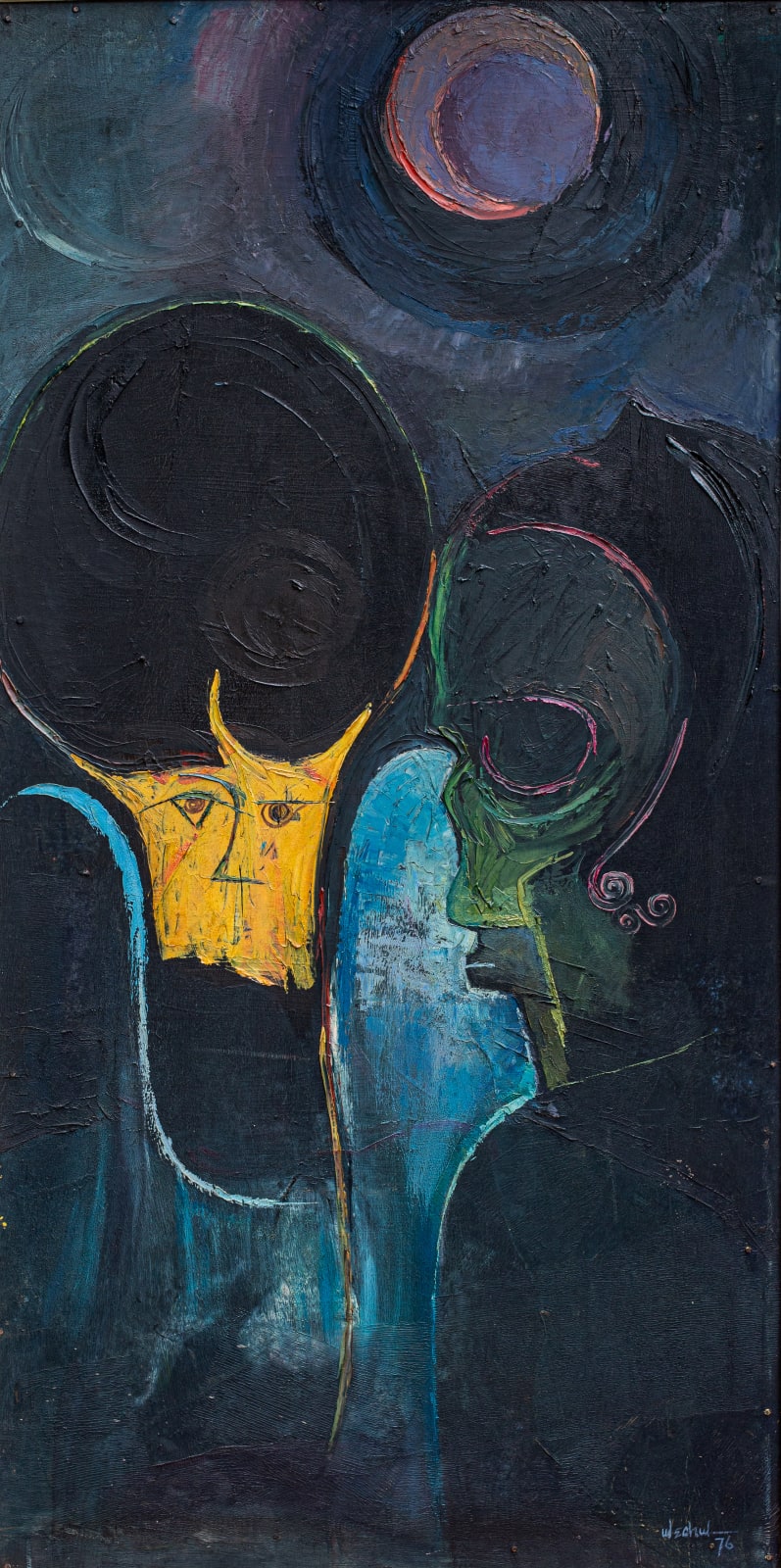 Obiora Udechukwu, The moon Has Ascended between us , 1976
