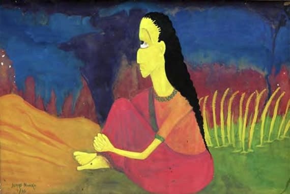 Demas Nwoko, Indian girl in sari, 1965