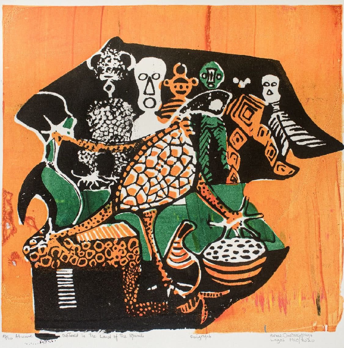Bruce Onobrakpeya, Awhaire Captured in the land of the Spirits, 1960/2020