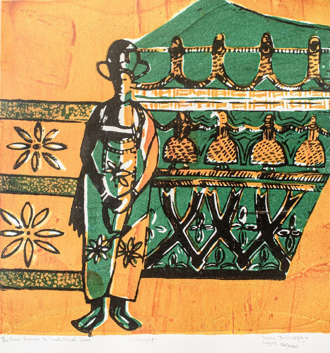 Bruce Onobrakpeya, Benin Woman in Traditional Dress, 1960/2020