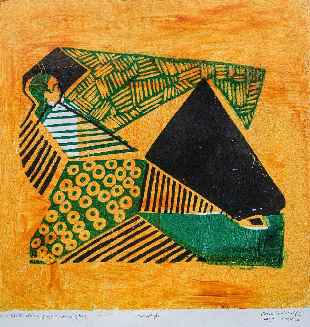 Bruce Onobrakpeya, Ukokonokhua (Long Smoking Pipe), 1960/2020