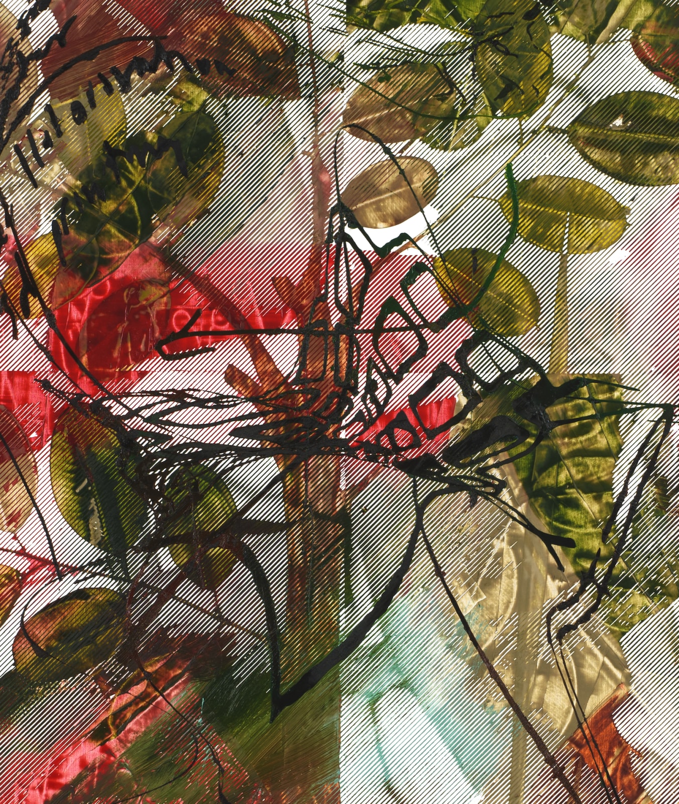 Alex Carver, A branch impaling a leg stripped of its flesh, 2021