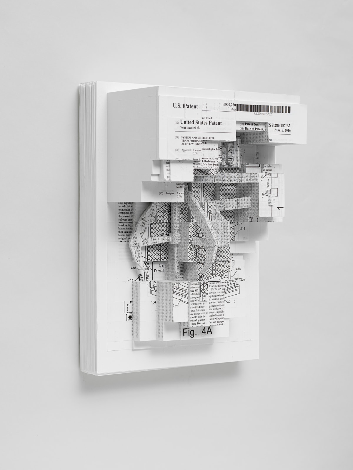 Simon Denny, Document Relief 3 (Amazon Worker Cage patent);, 2019