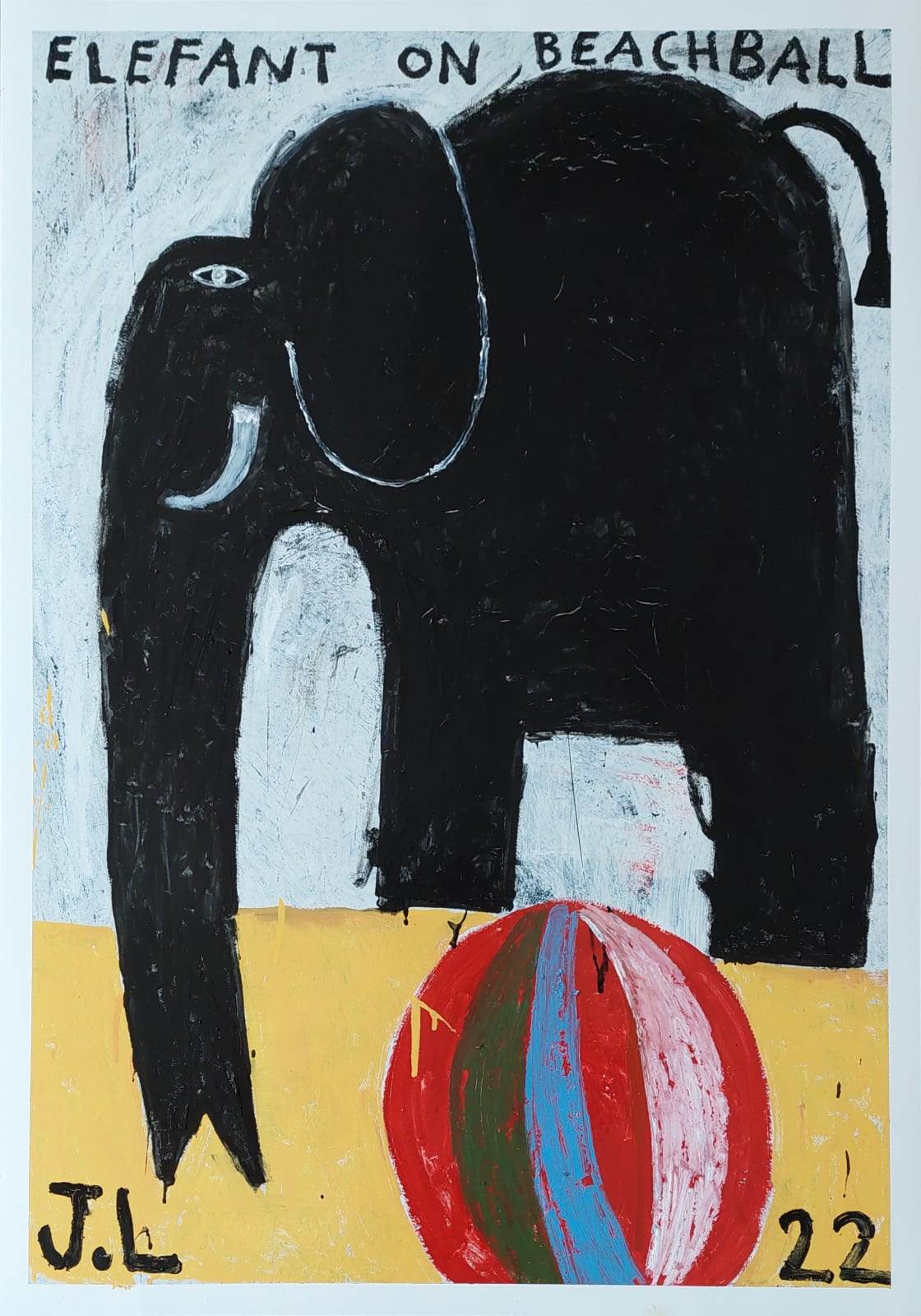 Joachim Lambrechts, Elefant on beachball, 2022