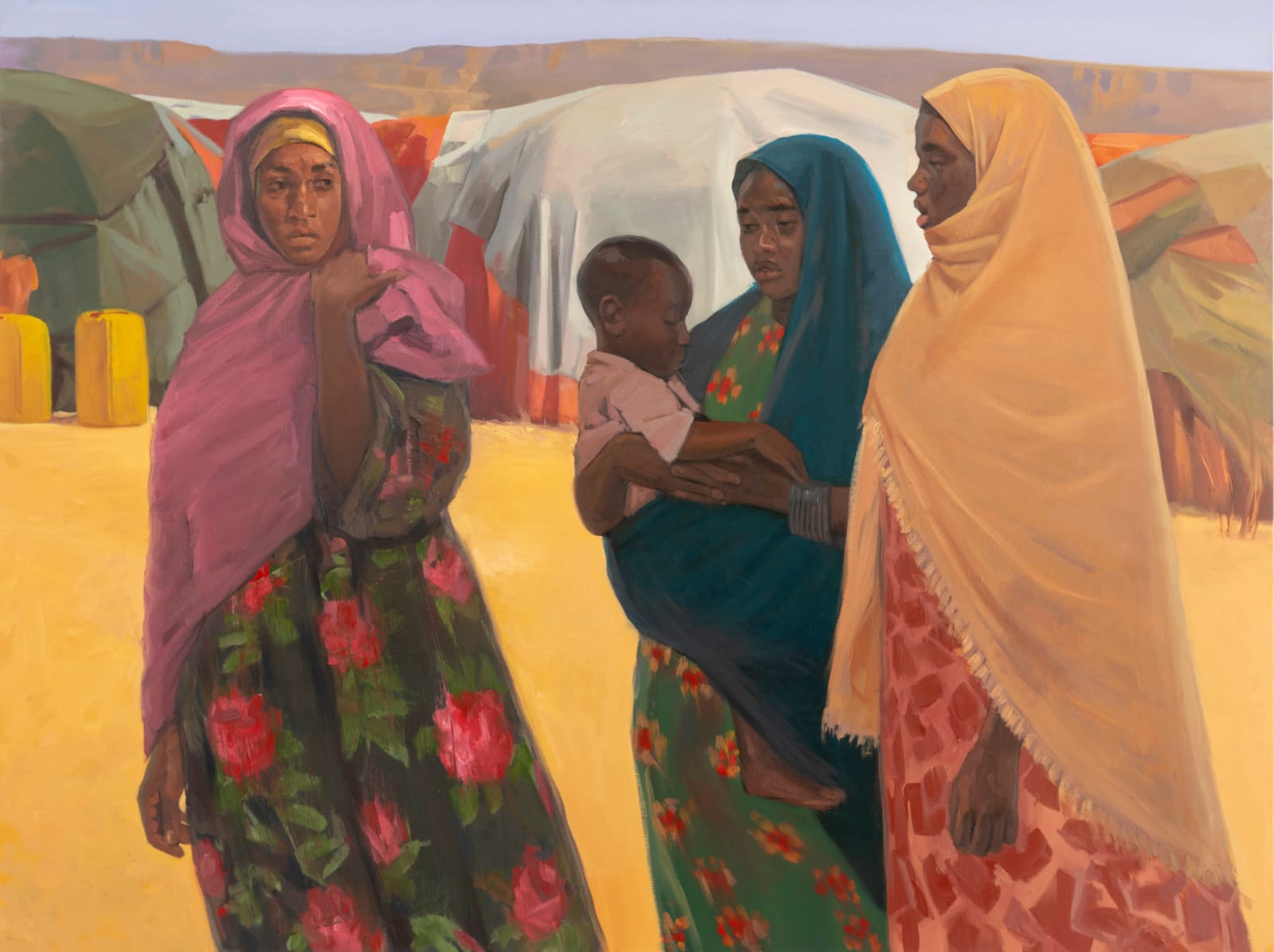 Tewodros Hagos, The three standing women, 2023