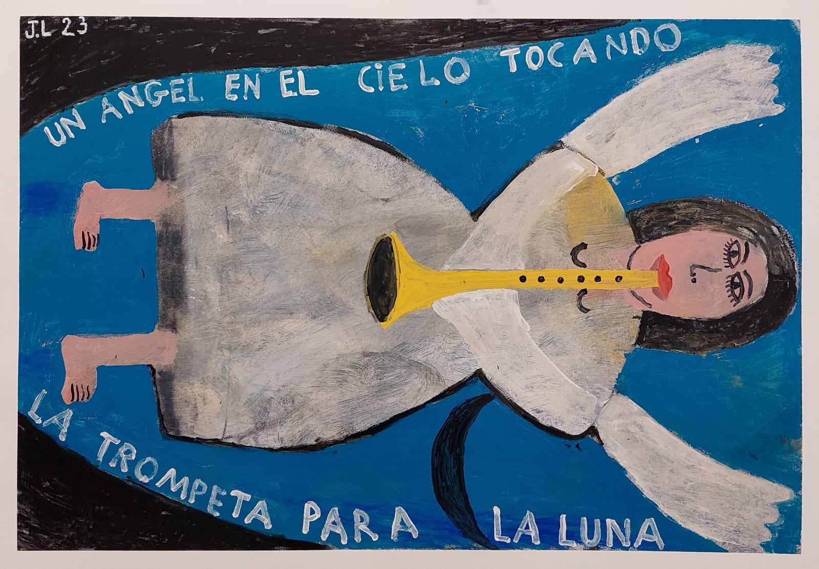 Joachim Lambrechts, Un angel en el cielo tocando la trompeta para la luna, 2023