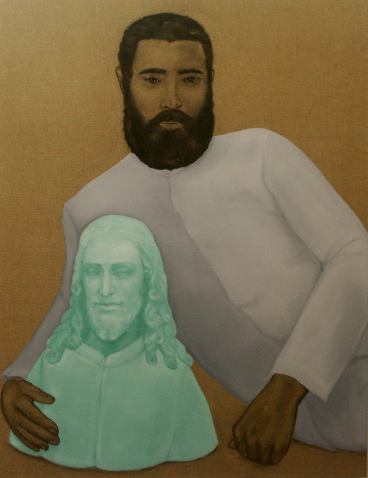Mathew Tom, Statue with Admirer, Winter, 2013