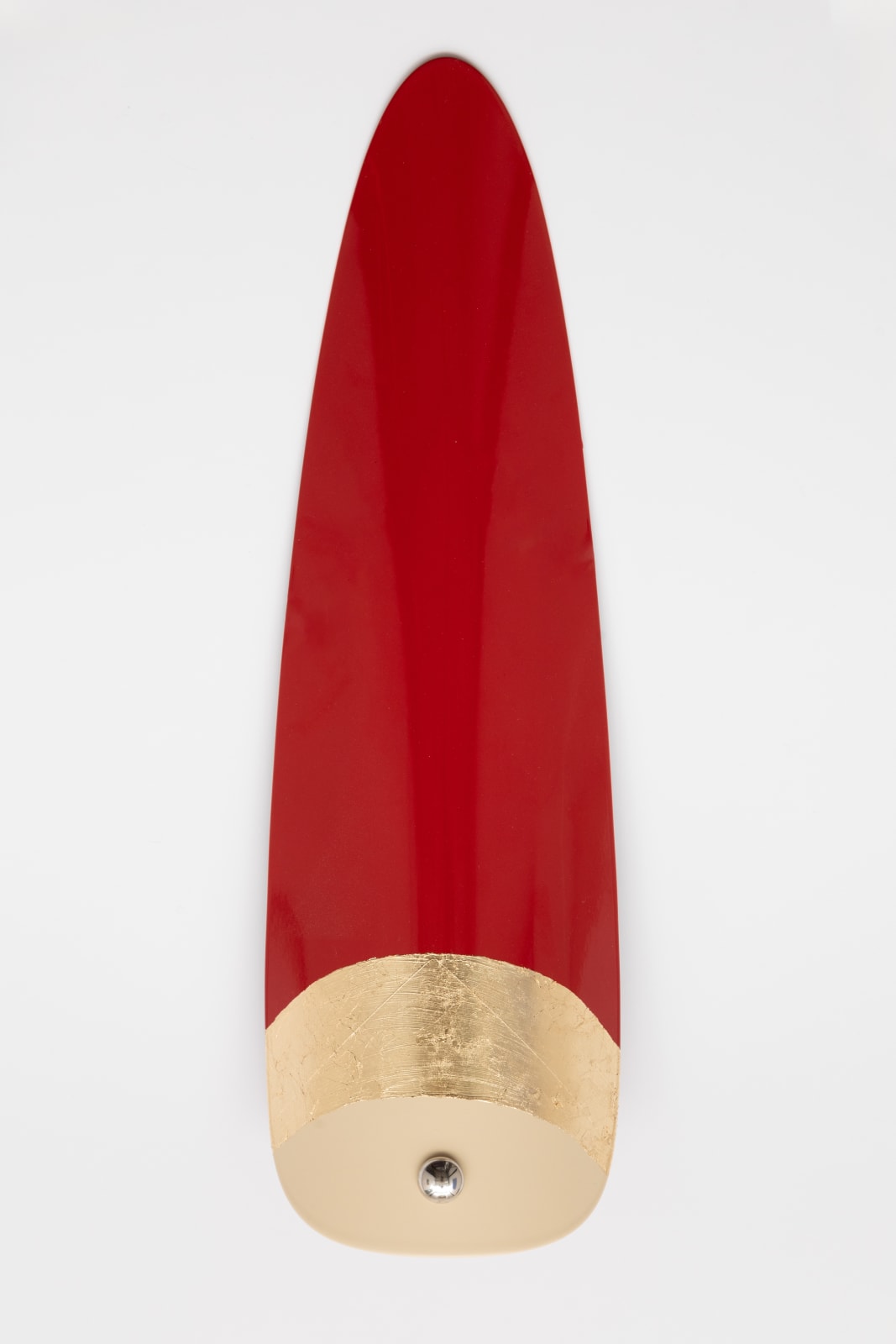 Makiko Harris, Creme + Gold on Cherry Half Moon Nail, 2025, 2025