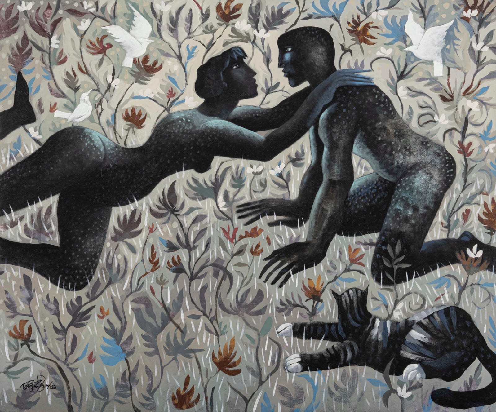 Nazir Tanbouli, Couple with a cat, 2023