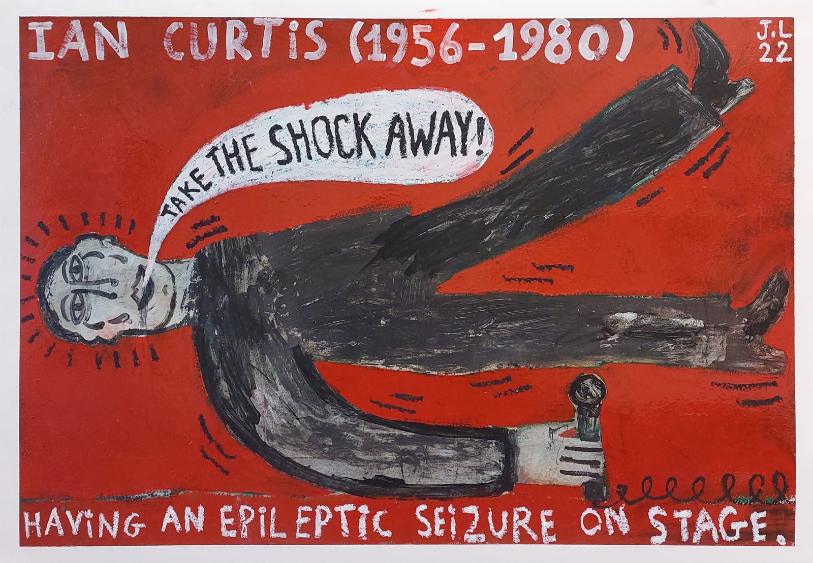 Joachim Lambrechts, Ian Curtis (1956-1980) having an epileptic seizure on stage, 2022