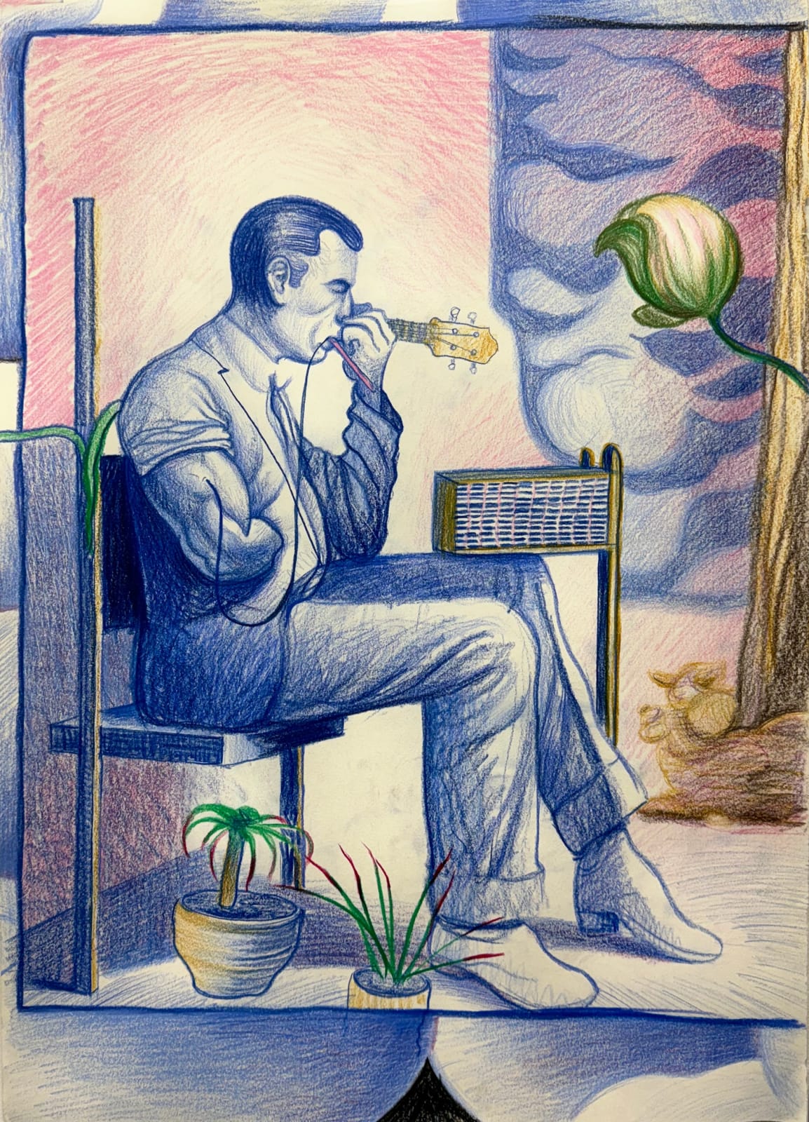 Robert McNally, Broken Instrument (Left hand drawing 1), 2024