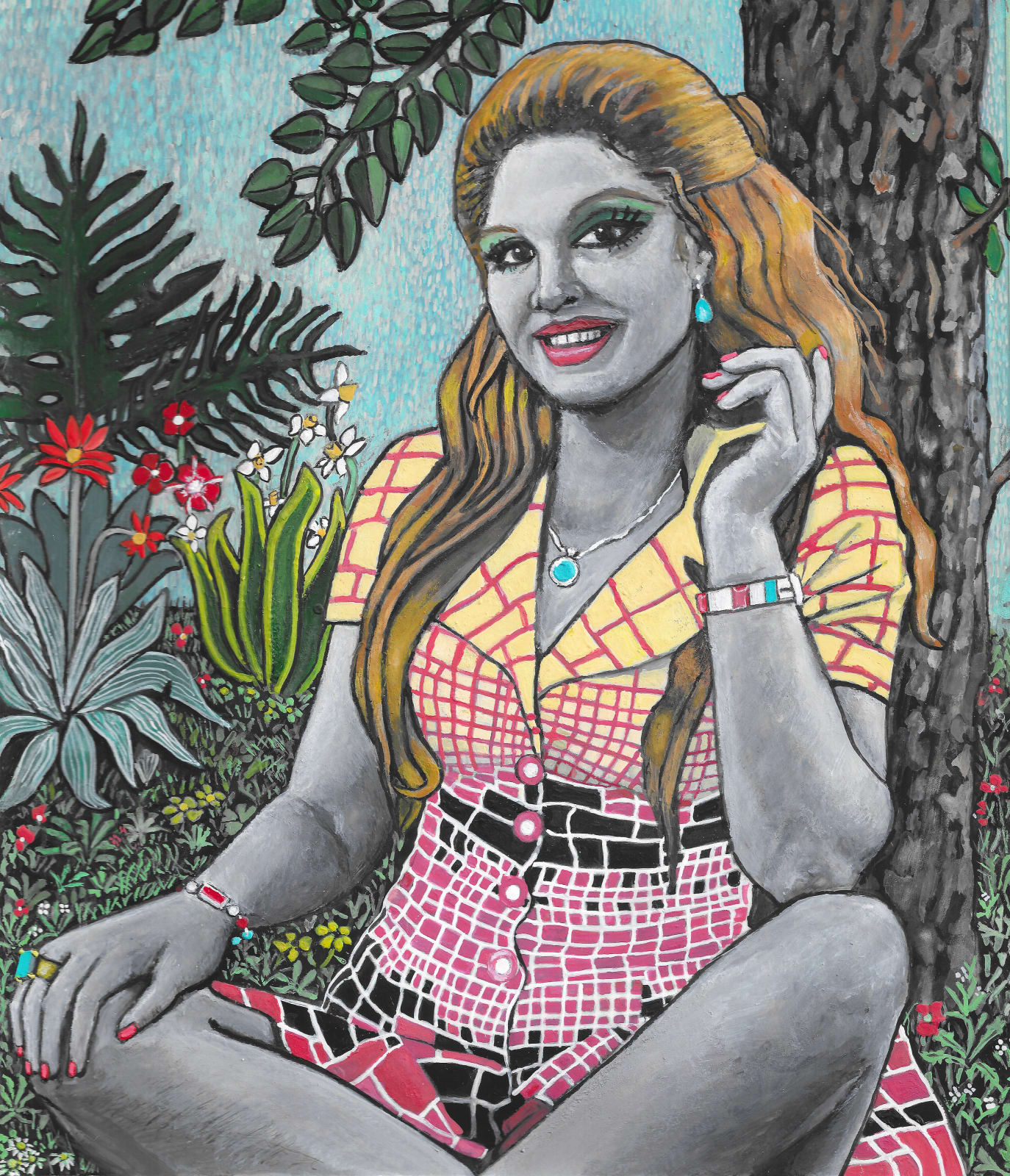 Soheila Sokhanvari, She's a Rainbow (Portrait of Shoorangiz Tabatabaee), 2024