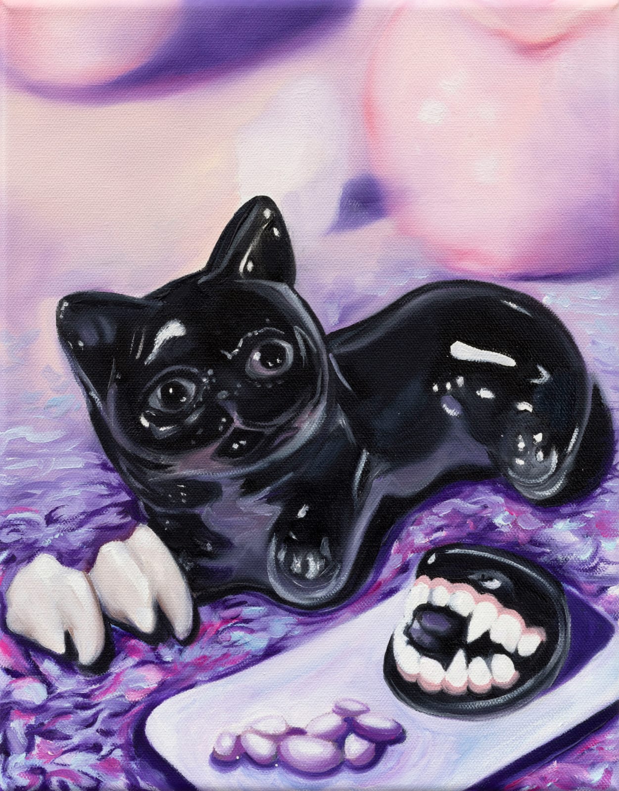 Charlie Stein, Kitty with Teeth and Pills (Still Life), 2024