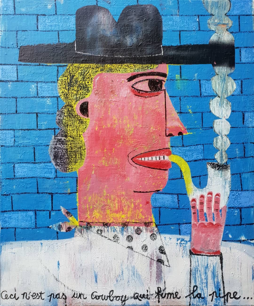 Joachim Lambrechts, 'Blue brick wall' (Ceci n'est pas un cow-boy qui fume la pipe), 2020