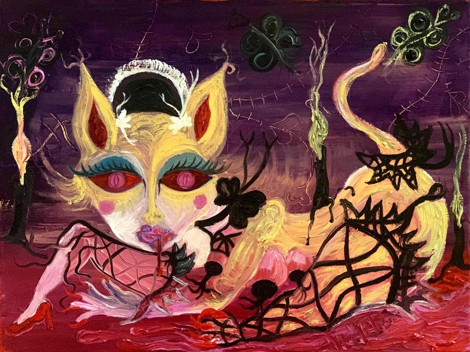 Lucile Littot, Red nails and one heart in the dirt, 2023