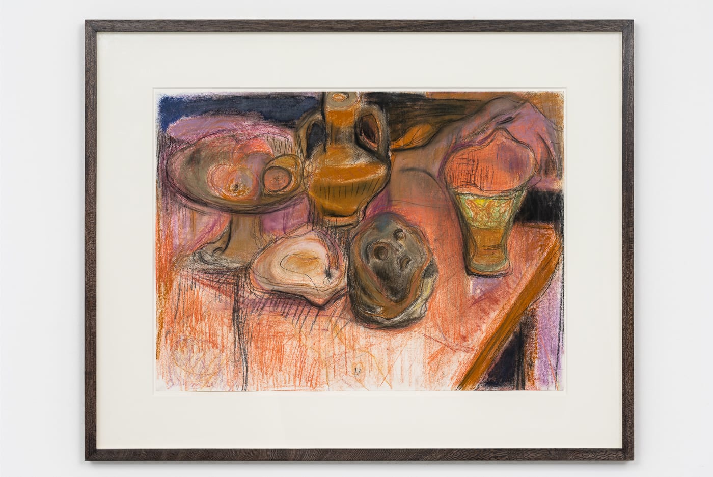 Carole Gibbons, Head, shell, vase and fruits, 2012
