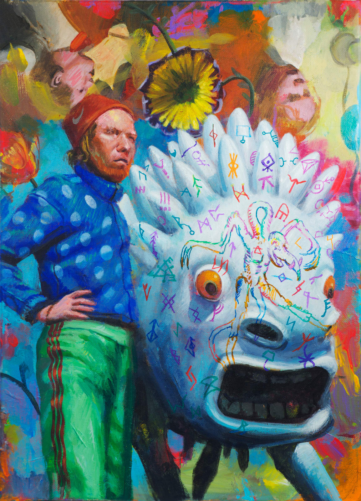Jonny Green, Sherpa and dog with runes, 2024