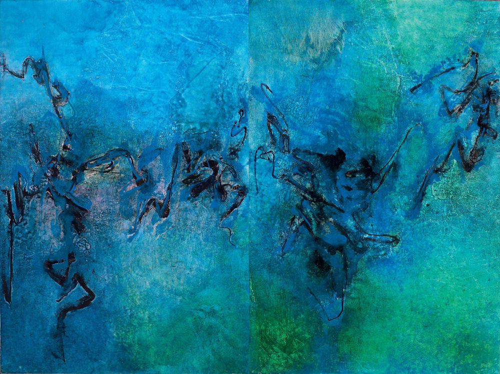 Lalan 謝景蘭, Les Formes Sortent du Bleu et du Vert | Forms Come Out of the Blue and the Green《從藍綠中產生的形象》, 1972