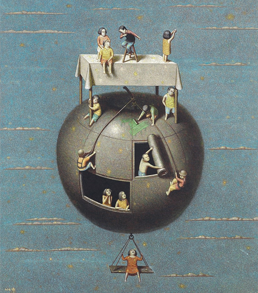 Liu Hong Wei 劉宏偉, Floating Apple (飄浮的蘋果), 2012